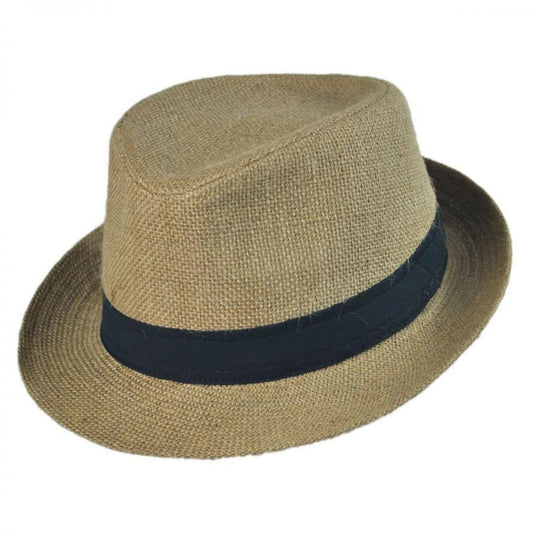 Jaxon Hats | Jute Fabric C-Crown Trilby Fedora Hat | 142315 | lead | TAN