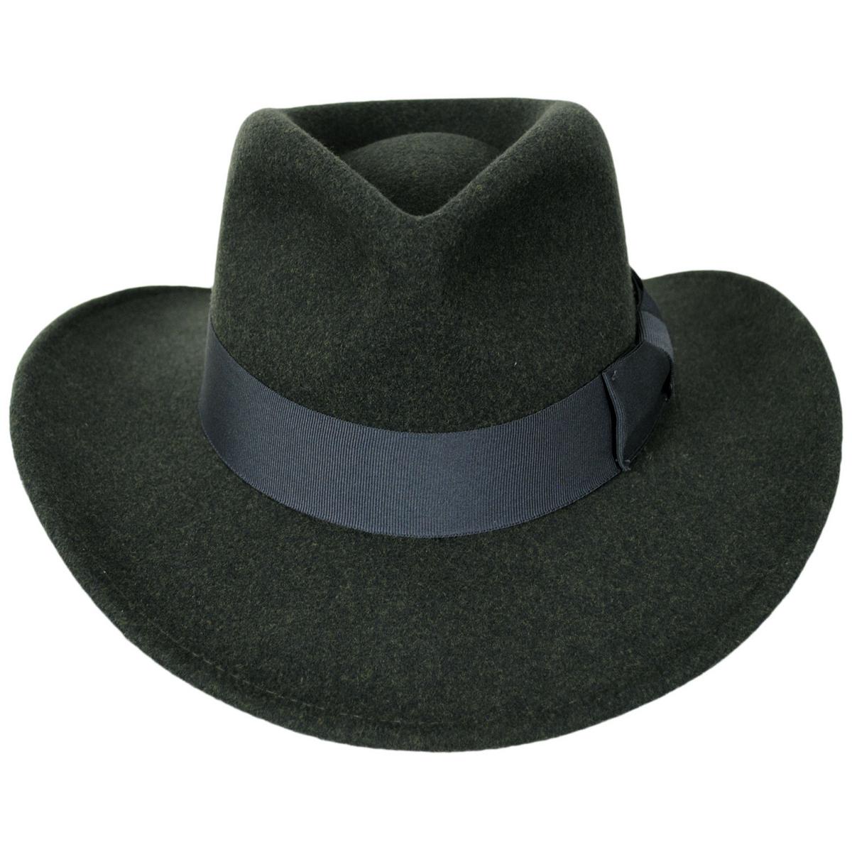 Indiana Jones | Officially Licensed Timary Crushable ProvatoKnit Safari Fedora Hat | 130466 | front | OLIVE GREEN