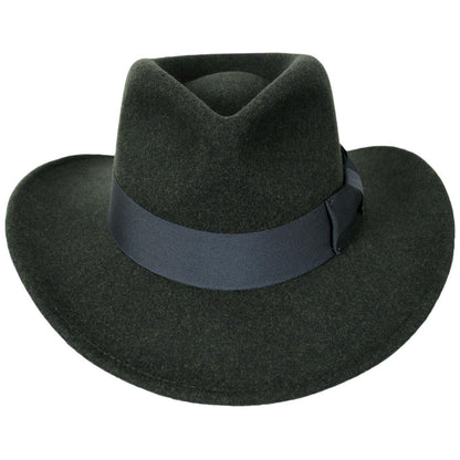 Indiana Jones | Officially Licensed Timary Crushable ProvatoKnit Safari Fedora Hat | 130466 | front | OLIVE GREEN