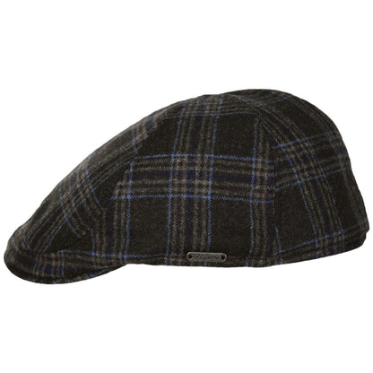 Wigens Caps | Italian Check Flannel Wool/Silk Pub Cap | 161969 | profile | BROWN