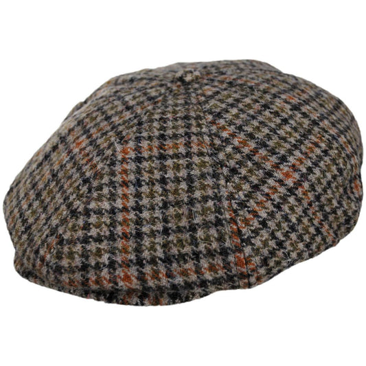 BRIXTON HATS | Brood Wool Blend Houndstooth Newsboy Cap | 161518 | lead | OATMEAL/CHARCOAL HOUNDSTOOTH