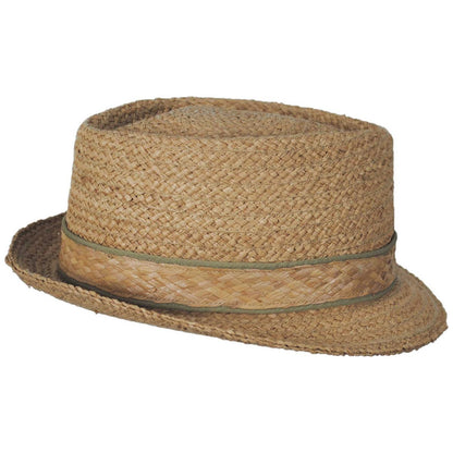 Jaxon Hats | Raffia Straw Diamond Crown Fedora Hat | 129002 | profiletwo | NATURAL