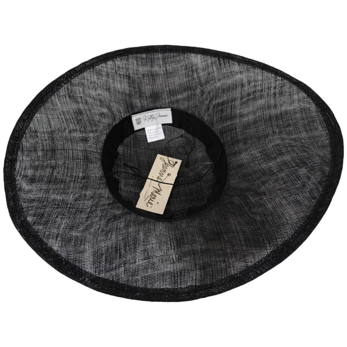 Kathy Jeanne | Bows Galore Sinamay Straw Picture Dress Hat | 122452 | under | SOLID BLACK