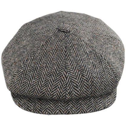 City Sport Caps | Herringbone Donegal Tweed Wool Newsboy Cap | 175111 | front | OFF WHITE