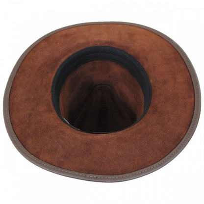 Henschel | Dude Braid Conch Leather Outback Hat | 140300 | under | CHOCOLATE