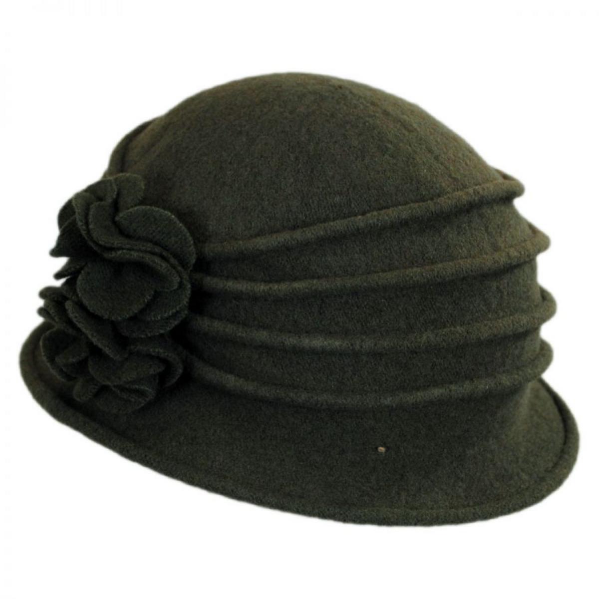 Scala | Boiled Wool Cloche Hat | 106306 | lead | OLIVE