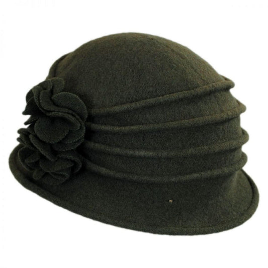 Scala | Boiled Wool Cloche Hat | 106306 | lead | OLIVE