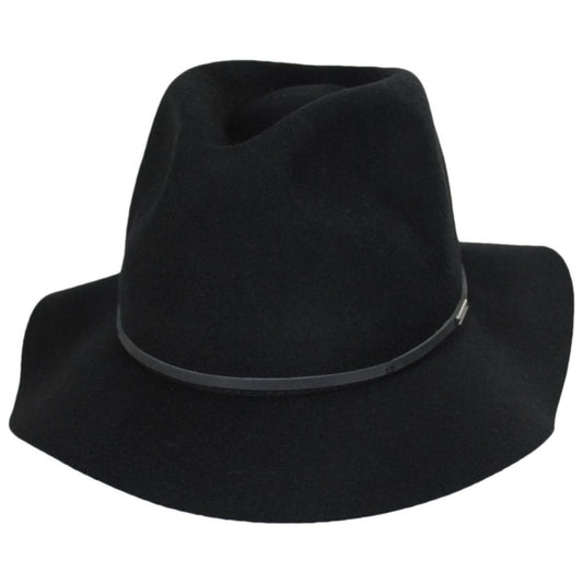 BRIXTON HATS | Wesley Packable Wool Felt Fedora Hat - Black/Black | 135638BB | lead | BLACK/BLACK