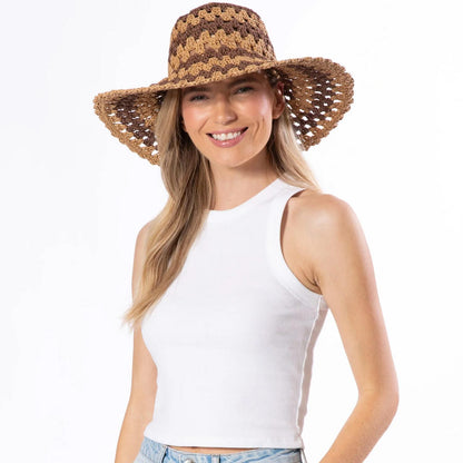 San Diego Hat Company | Julep Toyo Straw Sun Hat | 103598 | lsmone | BROWN STRIPE