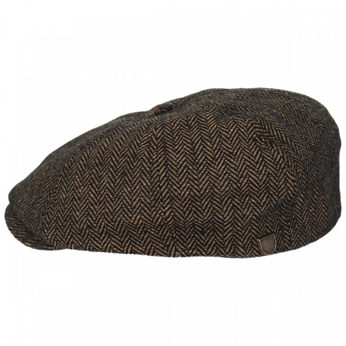 BRIXTON HATS | Brood Herringbone Wool Blend Newsboy Cap | 161512 | profile | BROWN/KHAKI