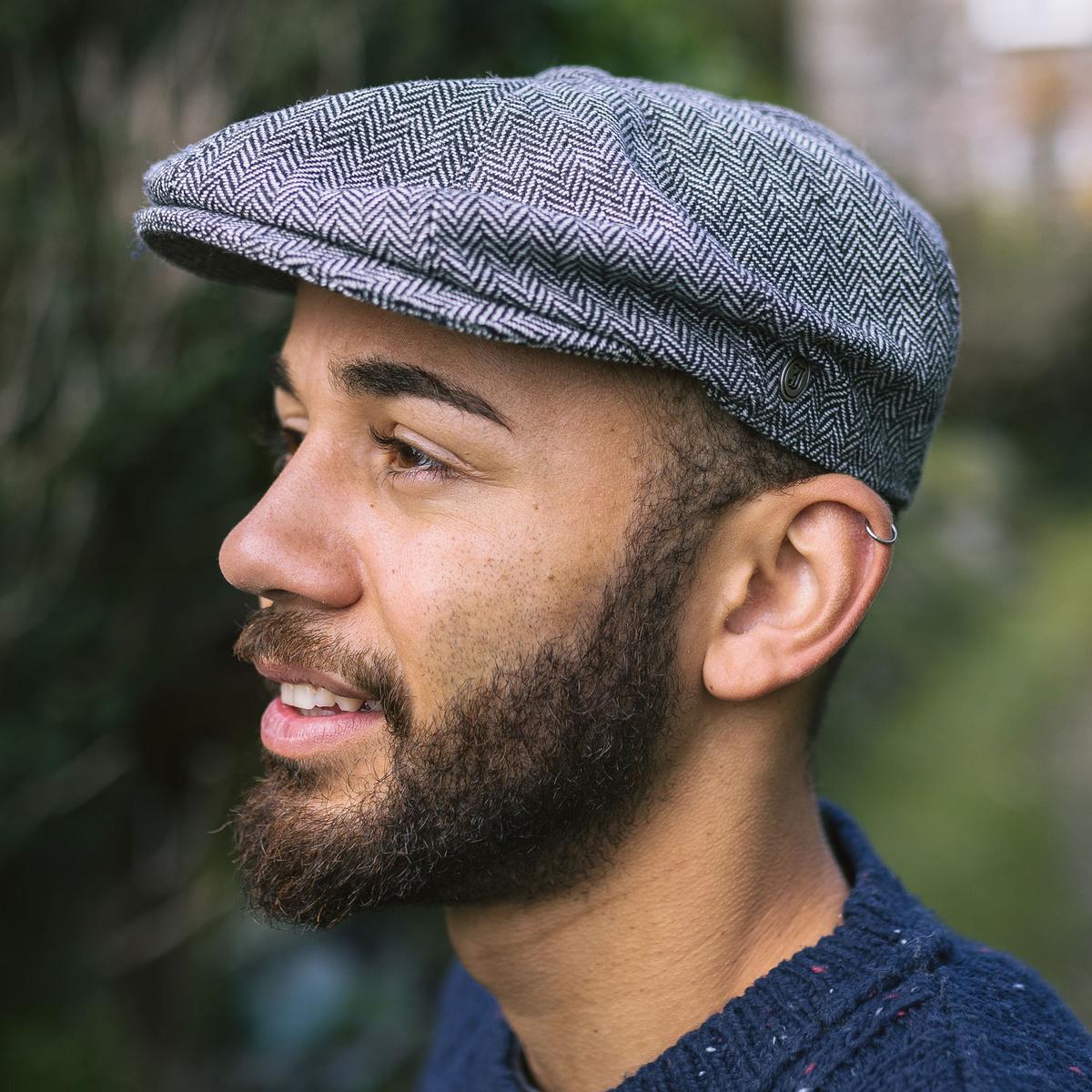 Jaxon Hats | Herringbone Wool Blend Newsboy Cap | 167780 | lsmthree | GREY