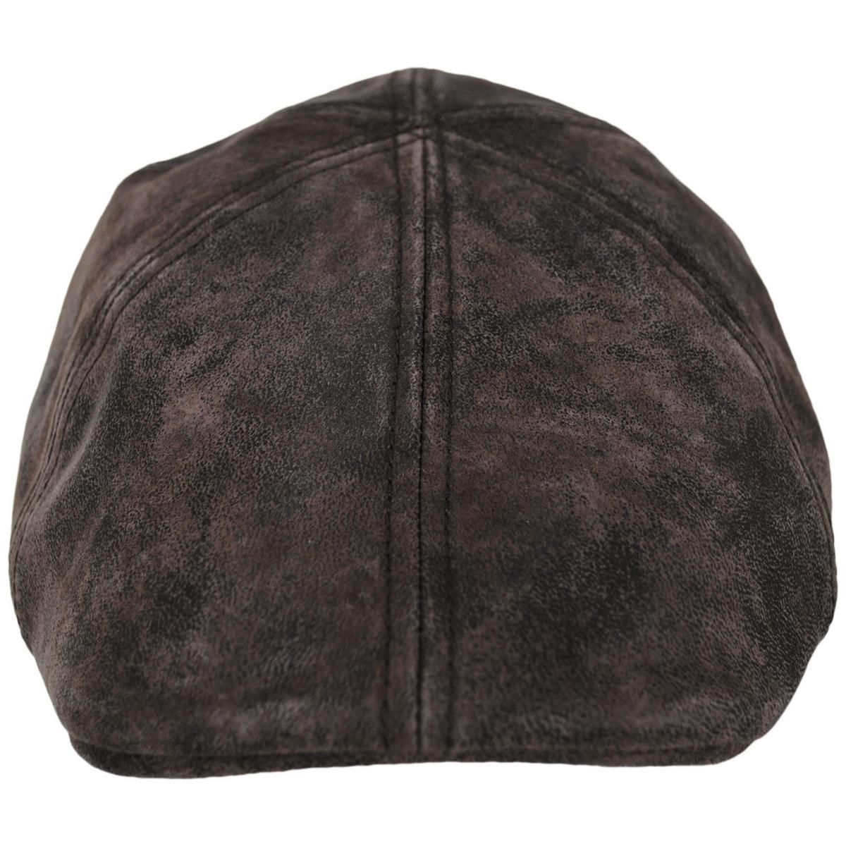 Stetson | Distressed Pigskin Leather Pub Ivy Cap | 160196 | front | BROWN