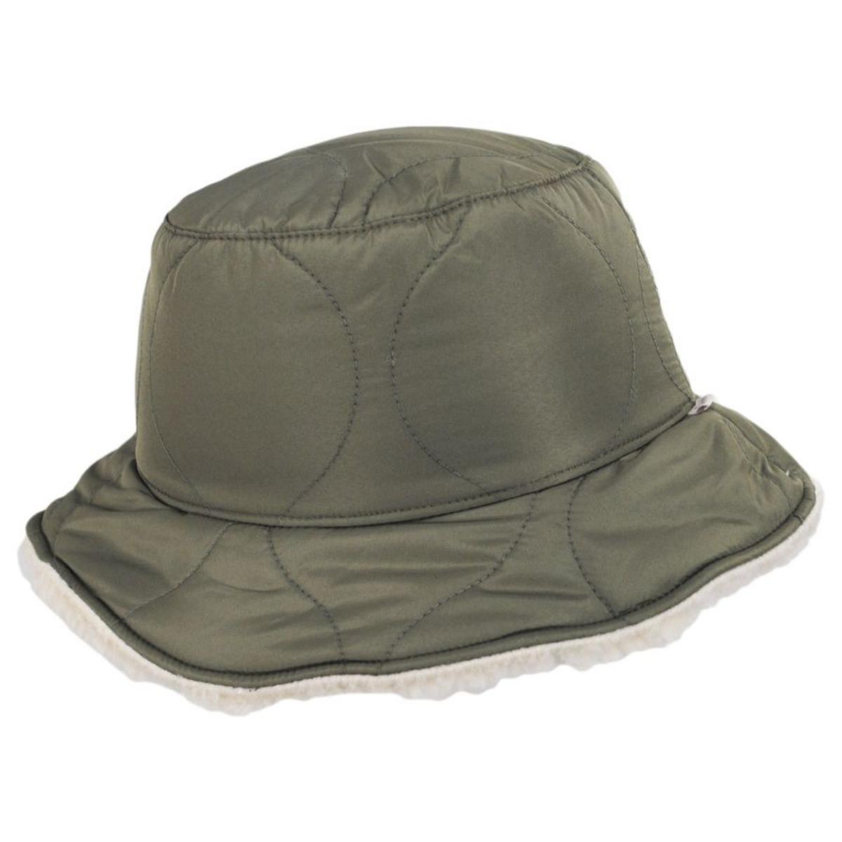 BRIXTON HATS | Petra Sherpa Reversible Bucket Hat | 185539 | profile | MILITARY OLIVE/DOVE