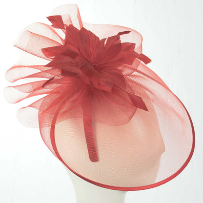 Sophia | Veiled Floral and Feather Mesh Fascinator Hat | 122903 | profile | RED
