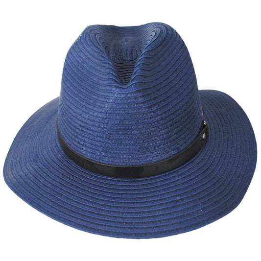 Bigalli | Cameron Toyo Braid Fedora Hat | 129241 | front | BLUE
