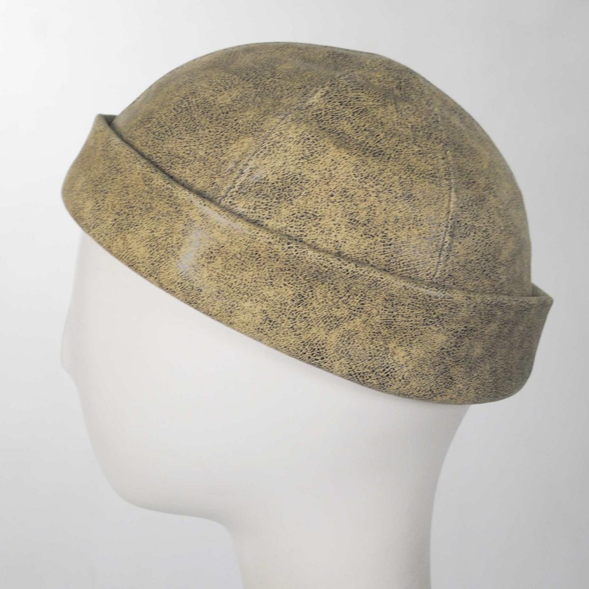 NEW YORK HAT CO | Six Panel Antique Leather Skull Cap Beanie Hat | 142004 | profile | BROWN