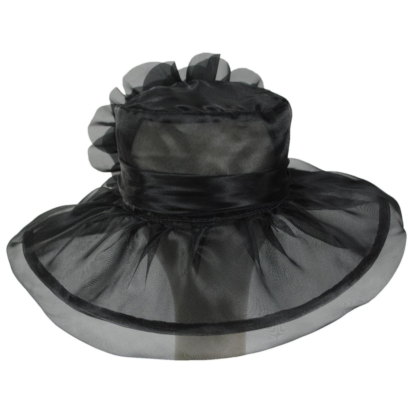 Sophia | Flower Clip Organza Dress Hat | 122910 | front | BLACK
