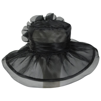 Sophia | Flower Clip Organza Dress Hat | 122910 | front | BLACK