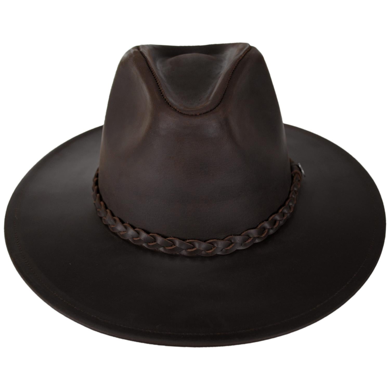 Jaxon Hats | Buffalo Leather Western Hat | 147201 | front | CHOCOLATE