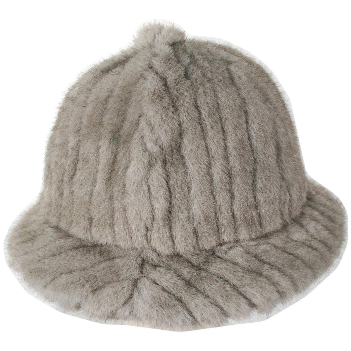 Kangol | Striped Faux Fur Casual Hat | 185835 | profile | GREY DEBOSSED STRIPE