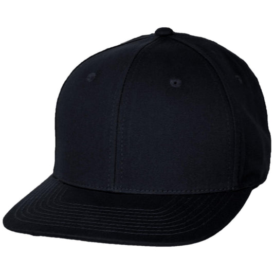 Dorfman Pacific | Mid Pro Cotton Flat Bill Snapback Baseball Cap | 200189 | lead | BLACK