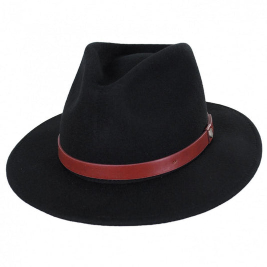 BRIXTON HATS | Messer Wool Felt Fedora Hat | 123909 | lead | BLACK