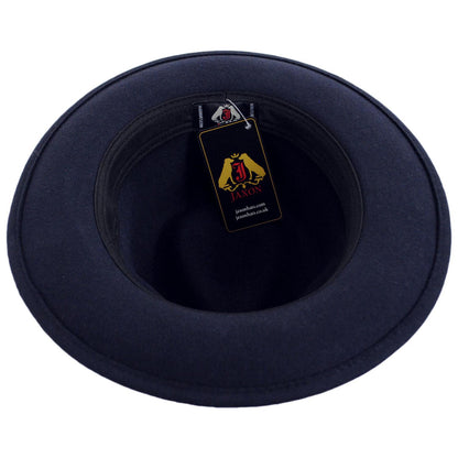 Jaxon Hats | C-Crown Crushable Wool Felt Fedora Hat | 135003 | under | NAVY BLUE