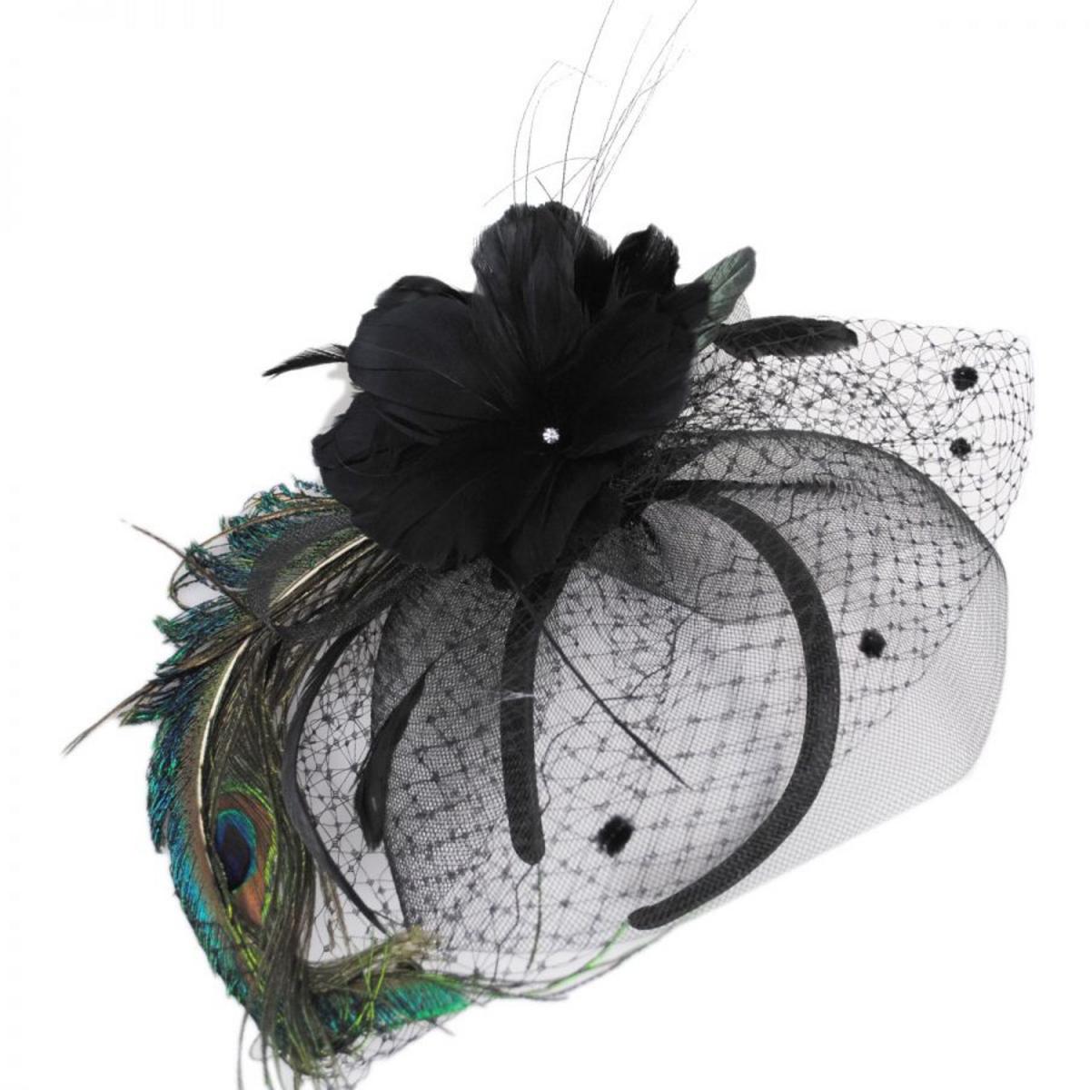 Toucan Collection | Peacock Fascinator - Made to Order | 121614 | lead | BLACK