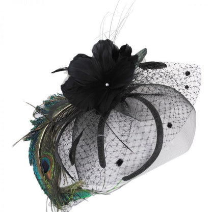 Toucan Collection | Peacock Fascinator - Made to Order | 121614 | lead | BLACK