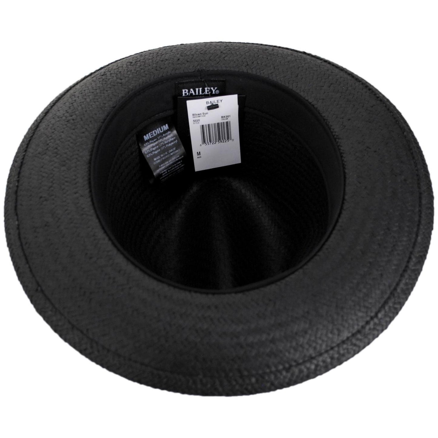 Bailey 1922 | Blixen Sun Raindura Straw Fedora Hat | 127936 | under | BLACK