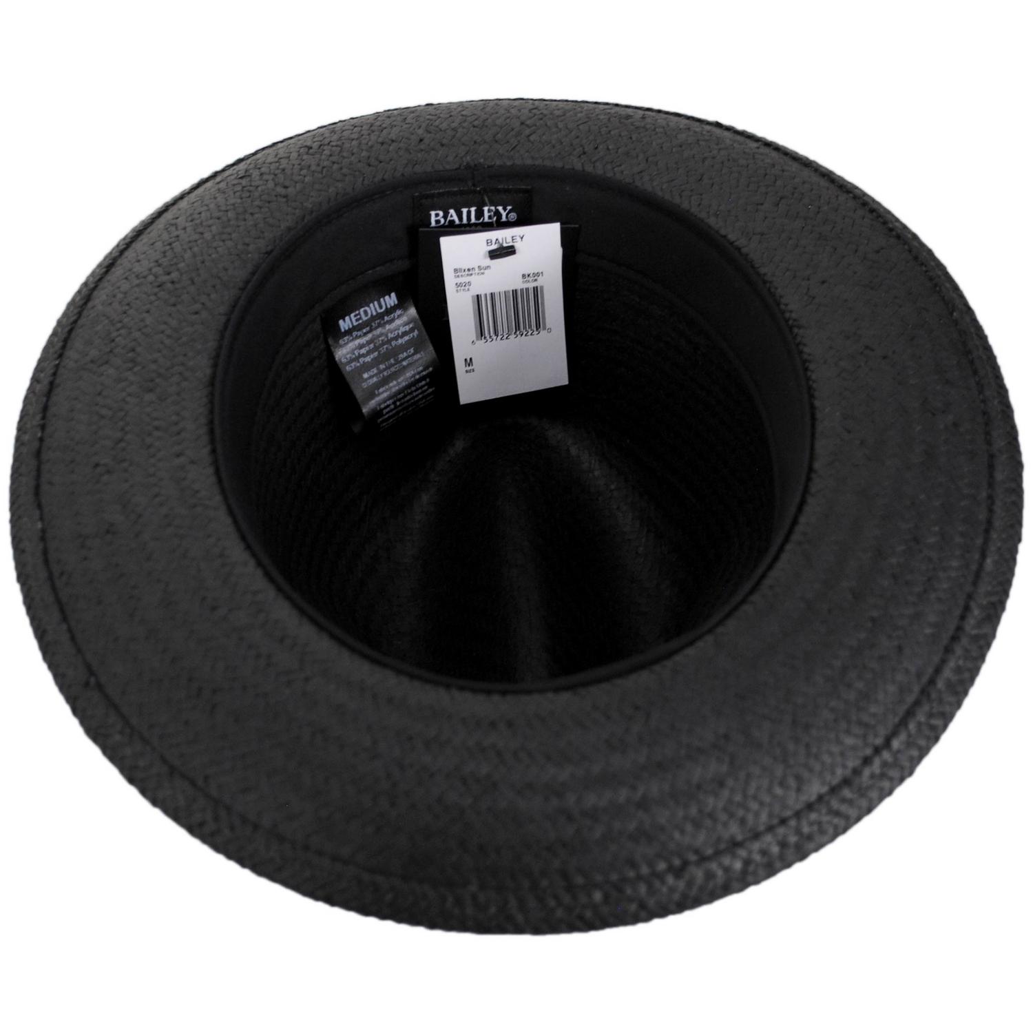 Bailey 1922 | Blixen Sun Raindura Straw Fedora Hat | 127936 | under | BLACK