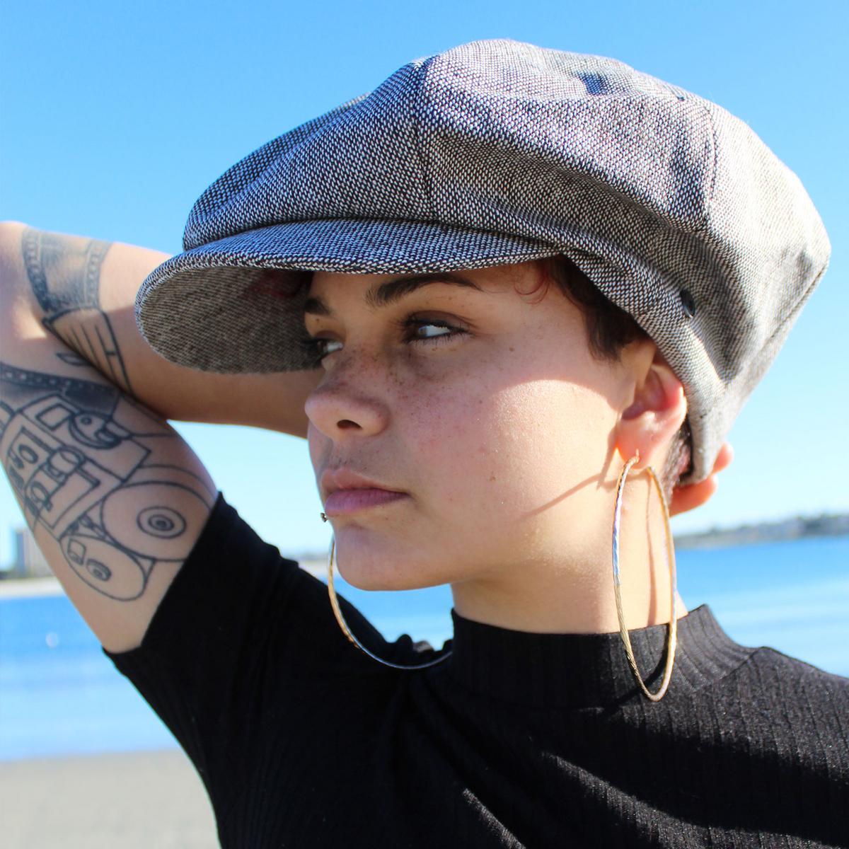 Jaxon Hats | Marl Tweed Wool Blend Big Apple Cap | 167725 | lsfone | BROWN