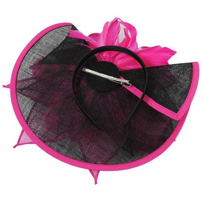 Sophia | Two Tone Folded Sinamay Straw Fascinator Hat | 122902 | under | FUCHSIA