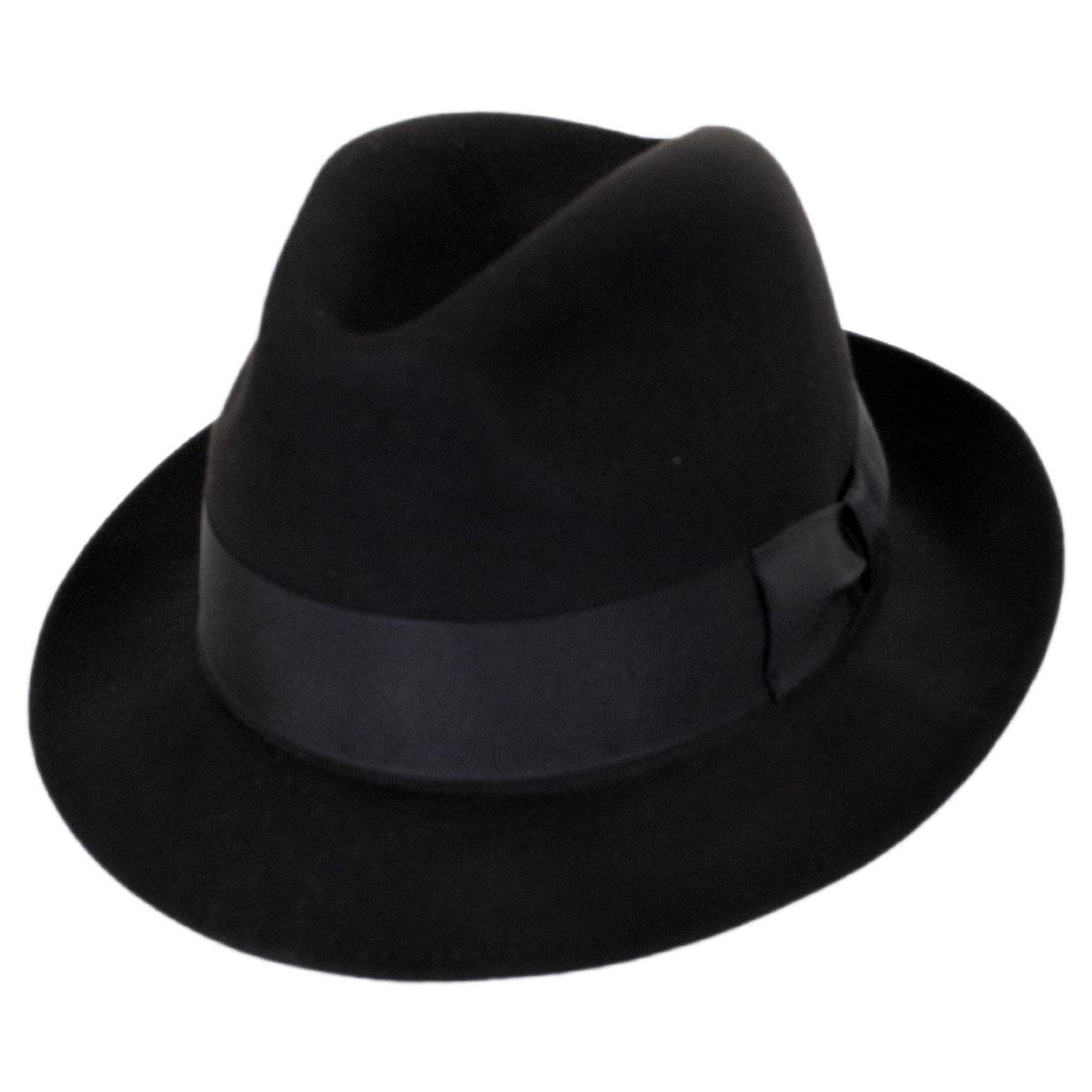 Stefeno Hats | Ultimo Beaver Fur Felt Fedora Hat | 136000 | lead | BLACK