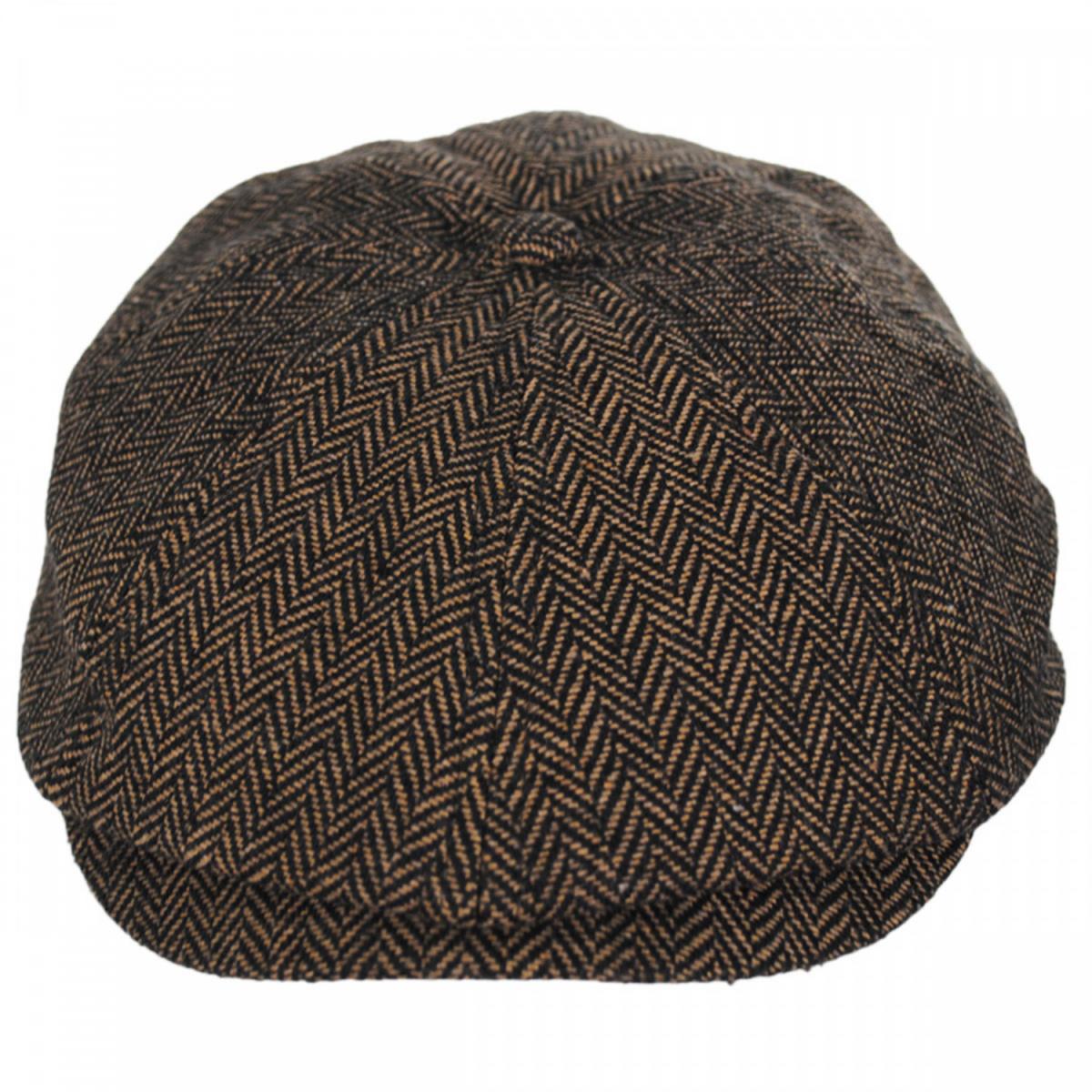 BRIXTON HATS | Brood Herringbone Wool Blend Newsboy Cap | 161512 | front | BROWN/KHAKI
