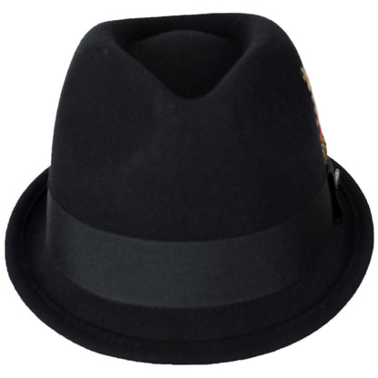 Jaxon Hats | Dekker Crushable Wool Felt Trilby Fedora Hat | 135005 | front | BLACK