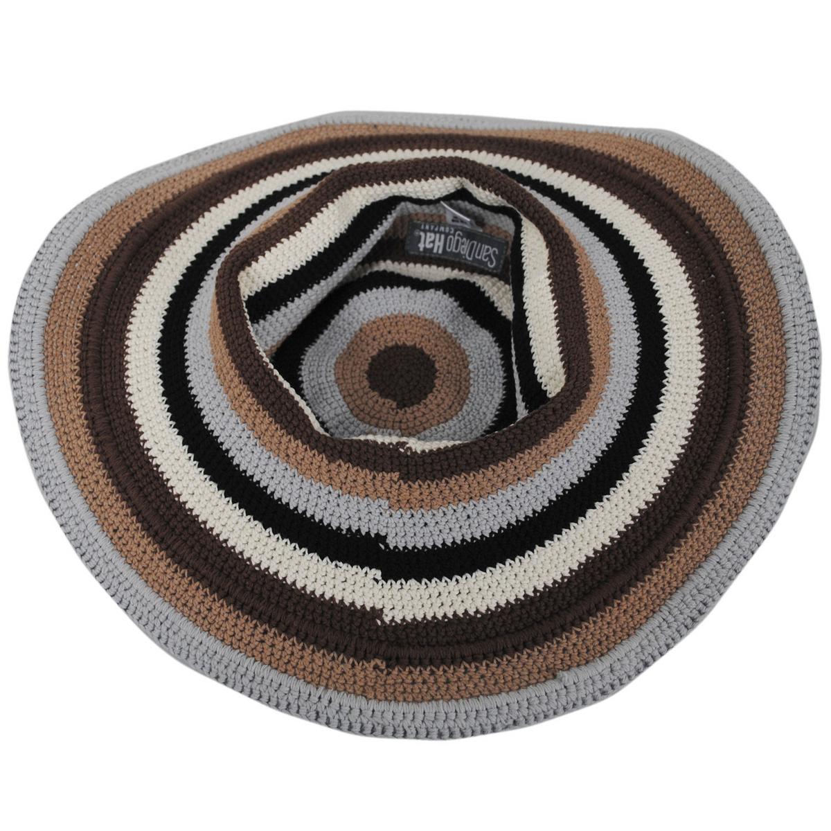 San Diego Hat Company | Java Striped Cotton Crochet Sun Hat | 108935 | under | BLUE STRIPE