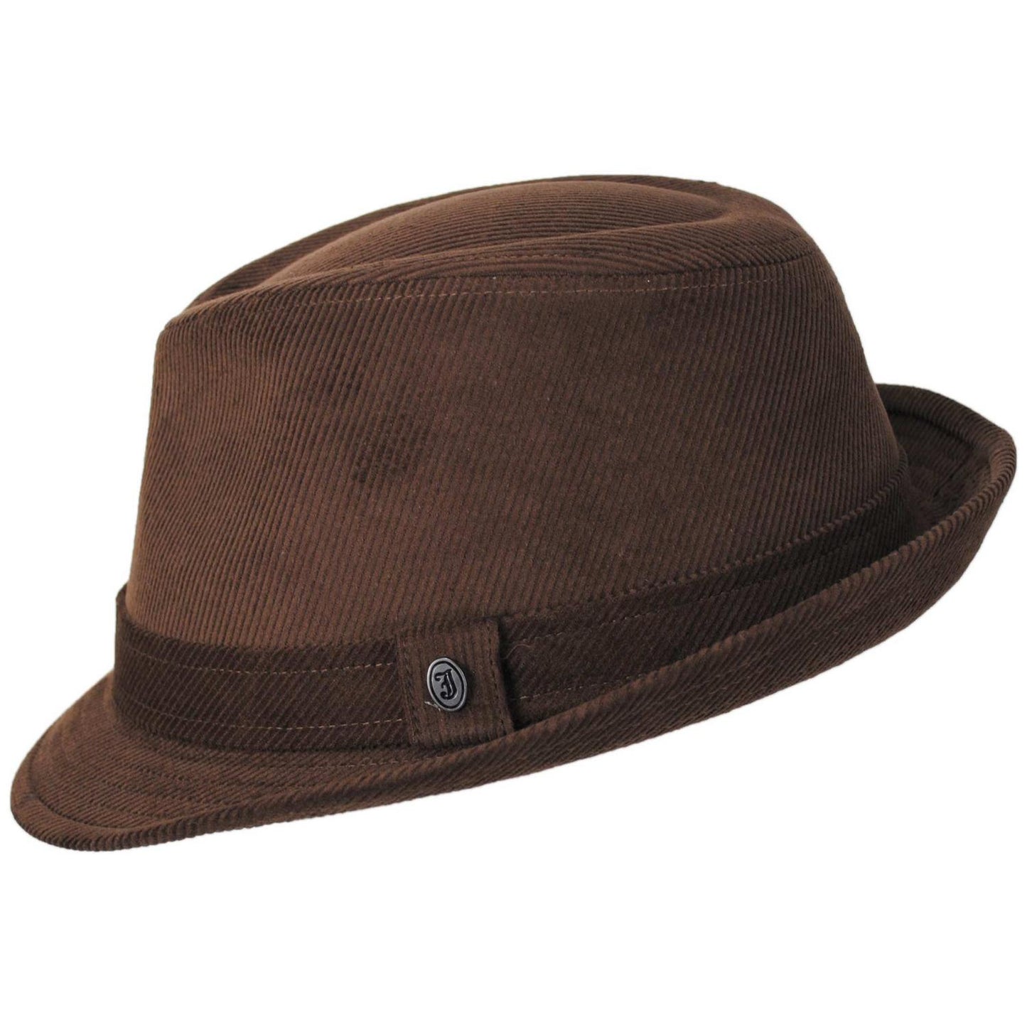 Jaxon Hats | Corduroy C-Crown Trilby Fedora Hat | 142307 | profile | DARK BROWN