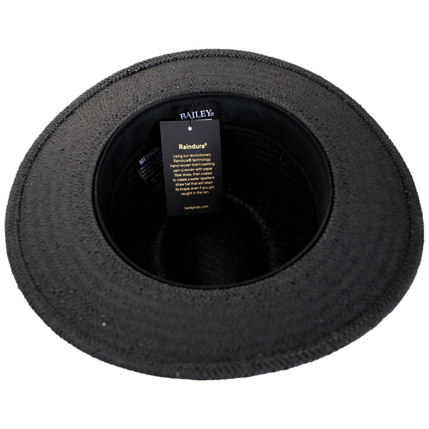 Bailey 1922 | Curtis Sun Raindura Straw Safari Fedora Hat | 127938 | under | BLACK