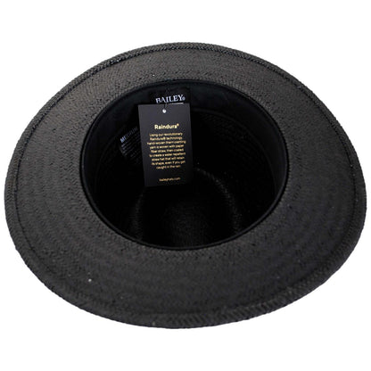 Bailey 1922 | Curtis Sun Raindura Straw Safari Fedora Hat | 127938 | under | BLACK