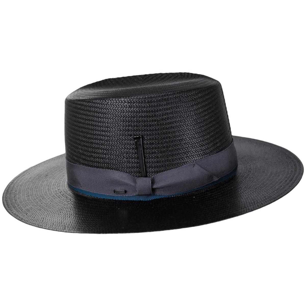 Bailey 1922 | Newhall Shantung LiteStraw Boater Hat | 127897 | profile | BLACK