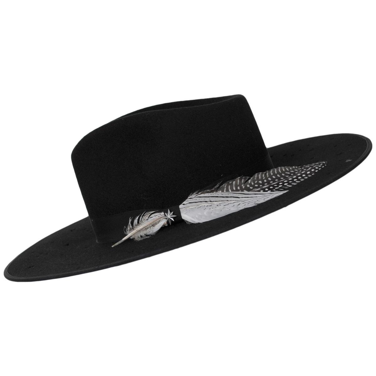 Stetson | Night Sky S Wide Brim Wool Felt Fedora Hat | 130721 | profile | BLACK