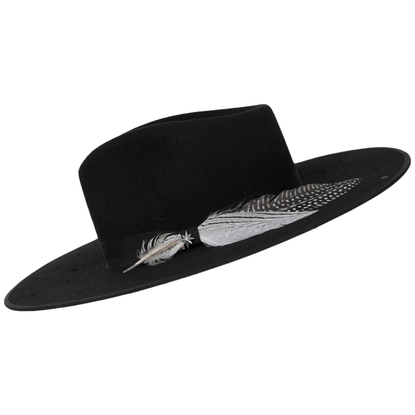 Stetson | Night Sky S Wide Brim Wool Felt Fedora Hat - Black | 130721B | profile | BLACK
