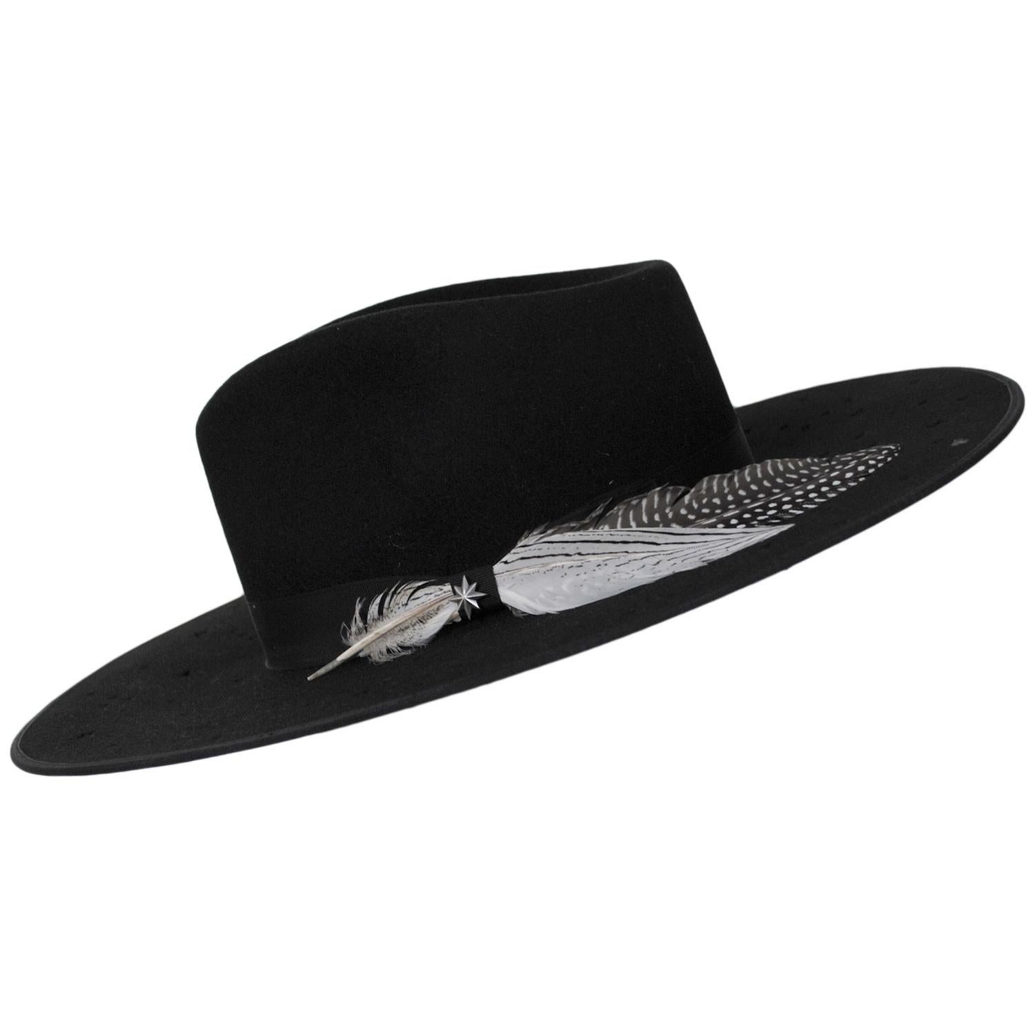 Stetson | Night Sky S Wide Brim Wool Felt Fedora Hat - Black | 130721B | profile | BLACK