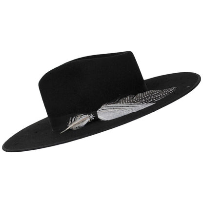 Stetson | Night Sky S Wide Brim Wool Felt Fedora Hat - Black | 130721B | profile | BLACK