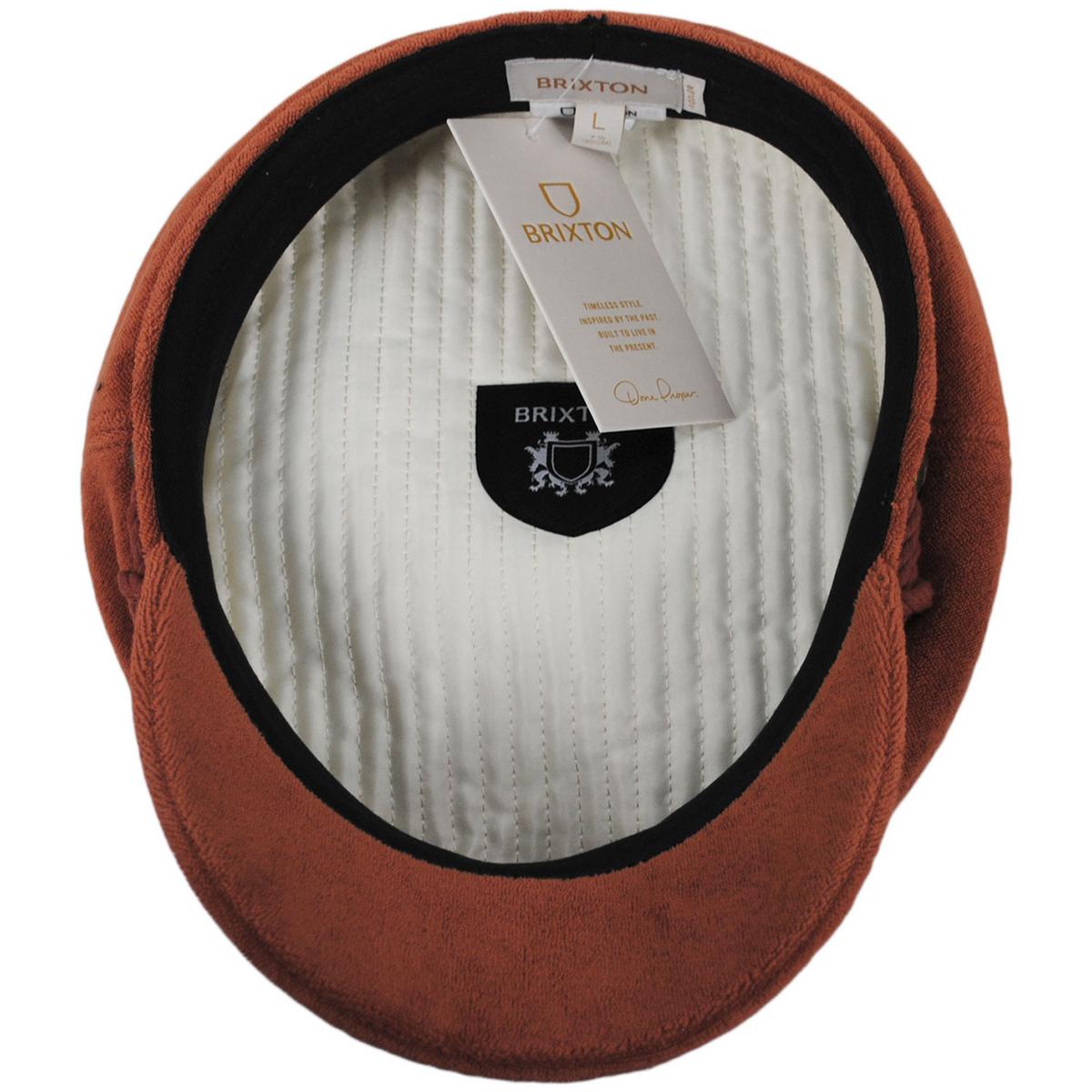BRIXTON HATS | Cotton Terry Cloth Fiddler Cap | 181353 | under | BURNT BRICK TERRY CLOTH