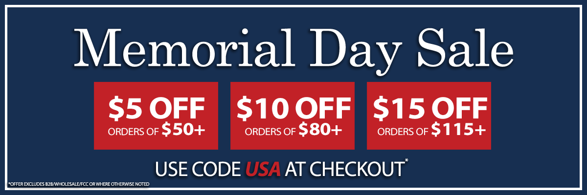 Save up to $15 Memorial Day Sale Use Code USA at Checkout