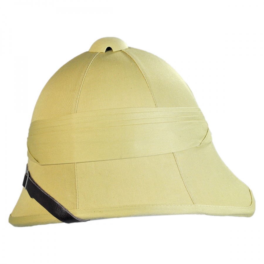 British Khaki Pith Helmet with Chin Strap Repro Explorer Adventurer Colonial Hat 