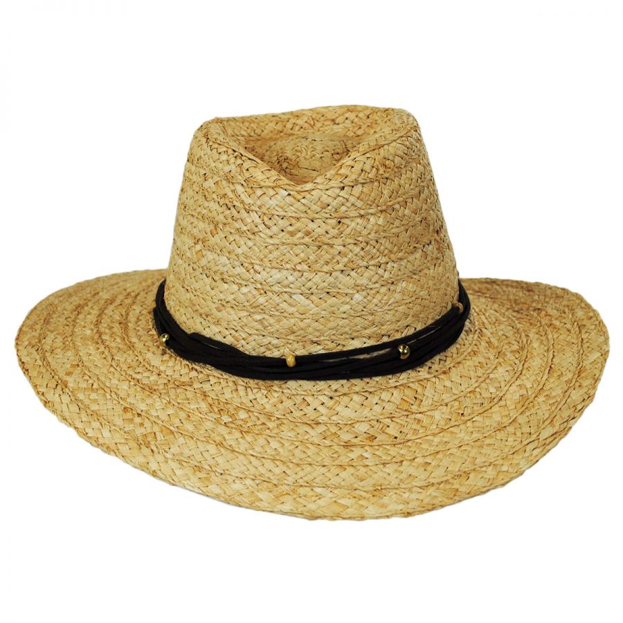 Callanan Hats Twisted Leather Band with Feathers Raffia Straw Aussie ...