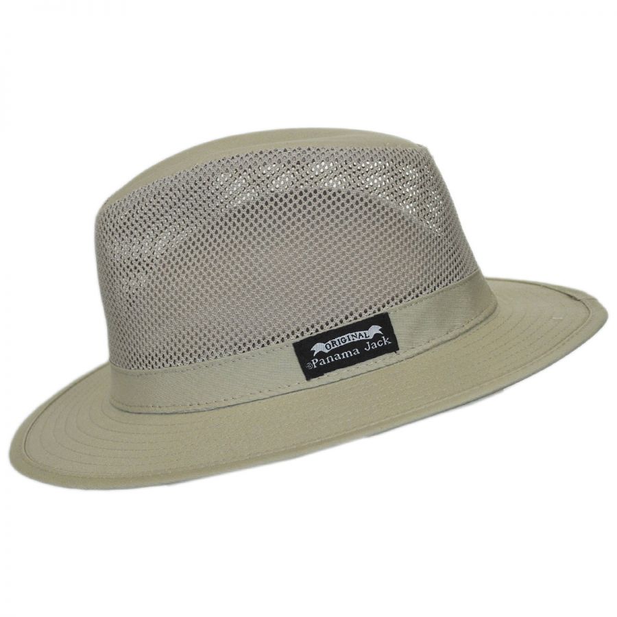 Panama Jack Mesh Crown Cotton Safari Fedora Hat Fabric